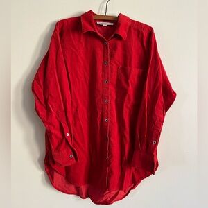 Red Corduroy LOFT Button Shirt